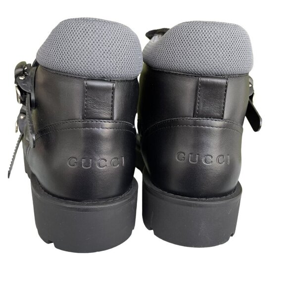 Gucci 718665 Black Leather Quebec Hi-top Calf Men\'s Sneakers Shoe, Sz G10‎